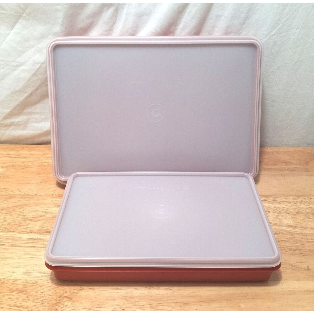 Lot of 2‎ Tupperware Deli Meat Keepers Paprika Red Large & Small 290-9 794-8